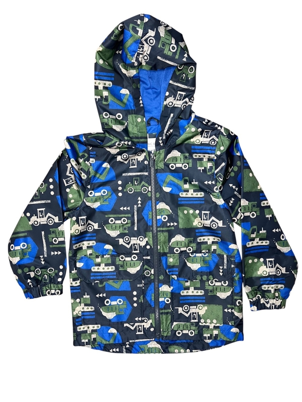 Carter’s Boys Size M 5/6 Construction Print Lightweight Hooded Rain Jacket Zip